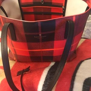 Kate spade tote red and black checkered